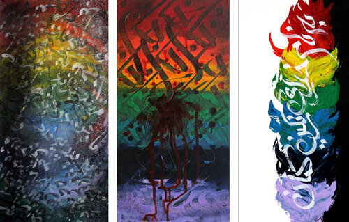 In the Arms of the Rainbow (triptych) by Tara Partovirad, Painting for Sale on Select