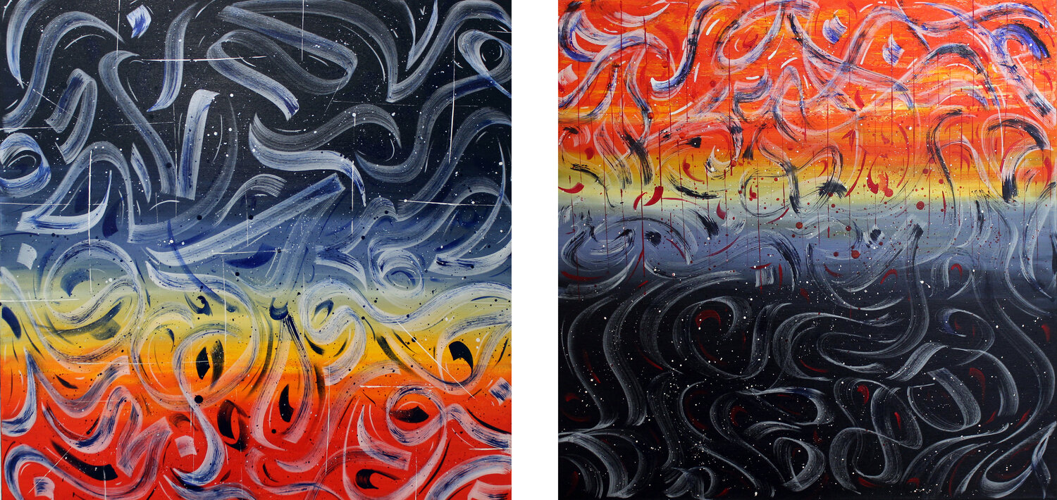Sunrise (diptych) Tara Partovirad Original painting for sale