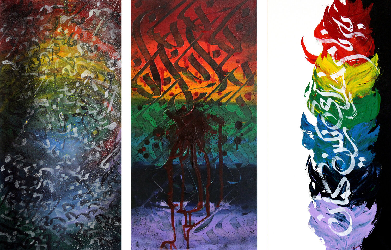 In the Arms of the Rainbow (triptych) Tara Partovirad Original painting for sale
