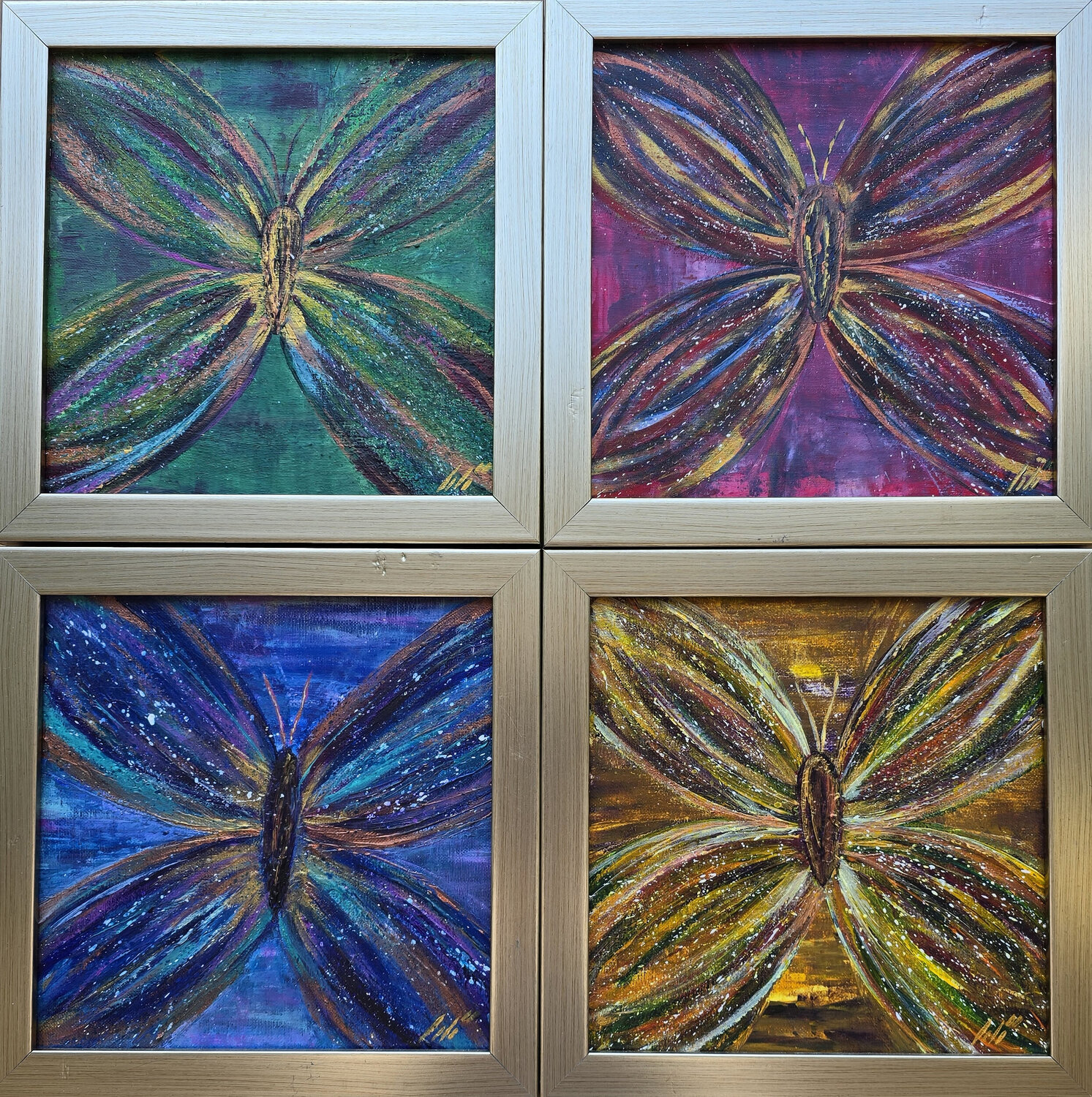 Butterflies (Quadriptych ) Tara Partovirad Original painting for sale