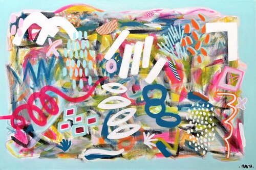 FIND HAPPINESS IN A JOYFUL CHAOS by Hanta Ramboa, Painting for Sale on Select