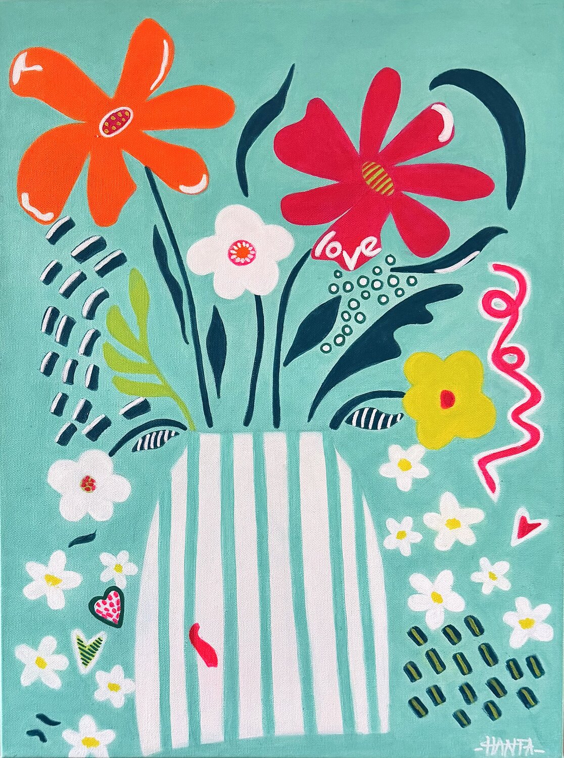 HAPPY FLOWERS Hanta Ramboa Original painting for sale