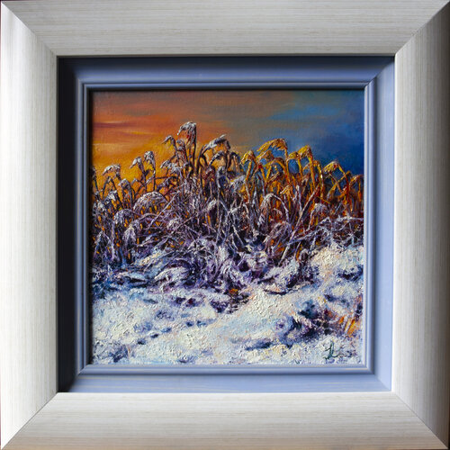 Winter reeds at sunset by Inga Loginova, Painting for Sale on Select