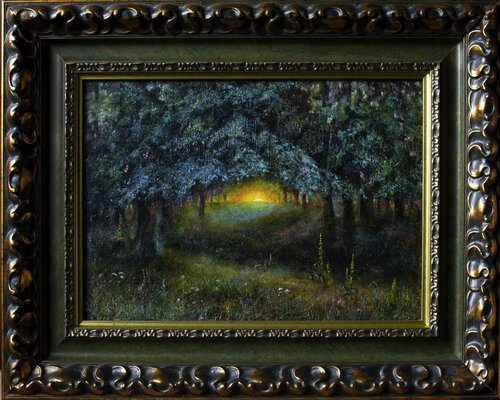 Sunset  in the forest by Inga Loginova, Painting for Sale on Select