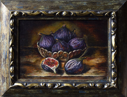 Figs in an old copper bowl by Inga Loginova, Painting for Sale on Select