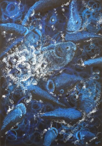 FEEDING: Blue by Donegel' Chong, Painting for Sale on Select