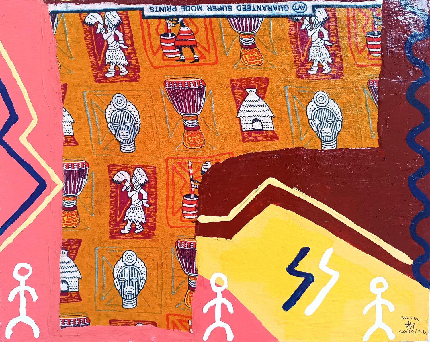 Ambiance traditionnelle Mo Lamine Sylla Original painting for sale