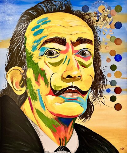 Der Traumfänger, Portraitstudie Salvador Dalì von Gerd Pfanstiel, Malerei kaufen auf Select