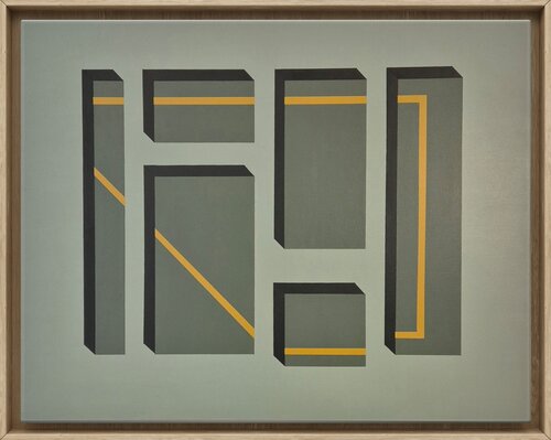 Geometric Attraction (Greens) by Francesc Bergadà Gassol, Painting for Sale on Select