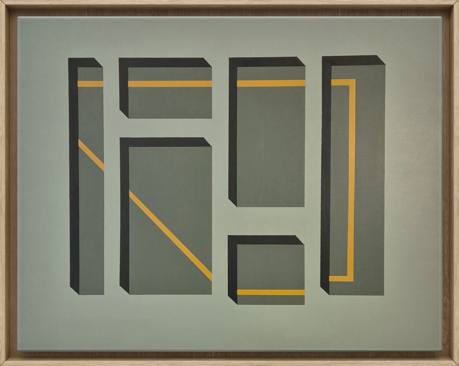 Geometric Attraction (Greens) Francesc Bergadà Gassol Original painting for sale