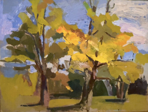 Oak trees . September by Anna Trigub, Painting for Sale on Select