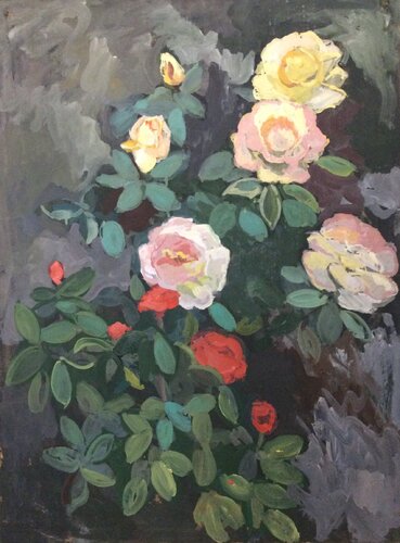 Roses on a black background by Anna Trigub, Painting for Sale on Select