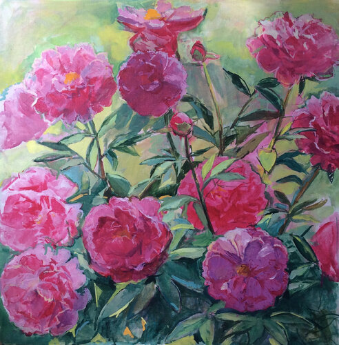 Pink peonies by Anna Trigub, Painting for Sale on Select