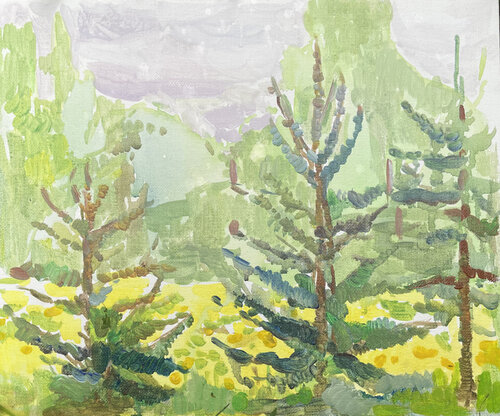 A field of dandelions. May by Anna Trigub, Painting for Sale on Select