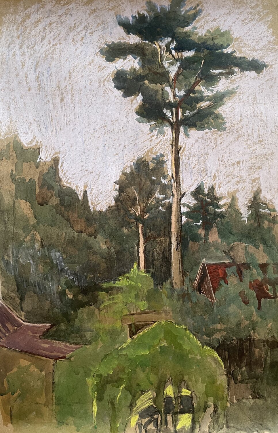 Sketch of a forest at the cottage Anna Trigub Original painting for sale