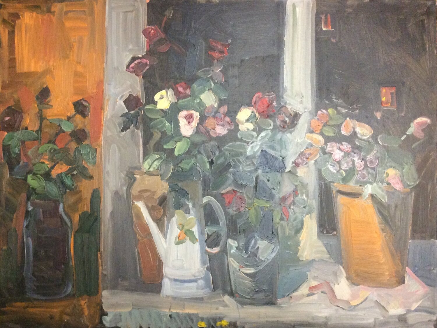 Roses against a black sky Anna Trigub Original painting for sale