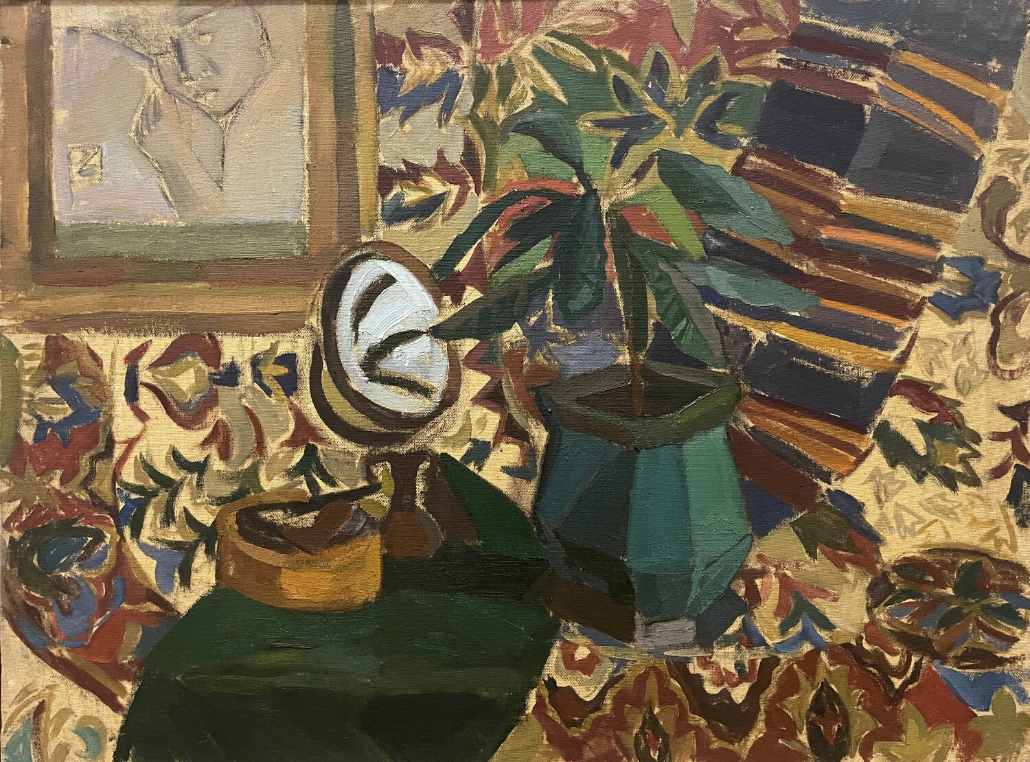 Still Life with Grandfather's tablecloth Anna Trigub Original painting for sale