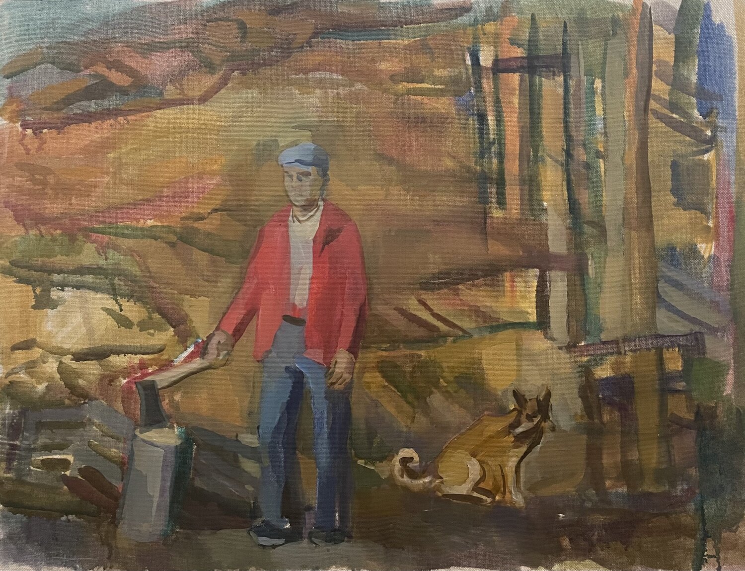 Ustyug . Chopping wood Anna Trigub Original painting for sale