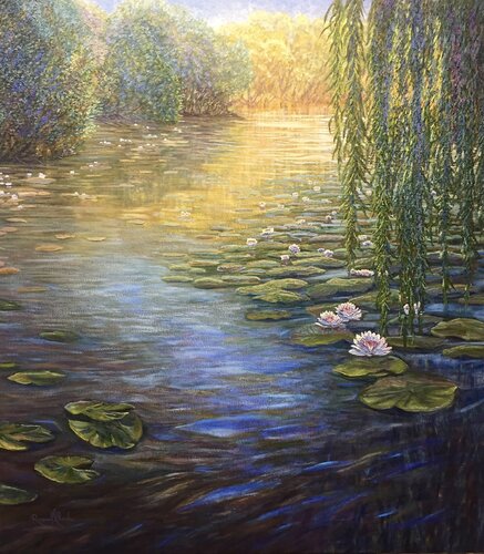 Water Garden by Raquel Clarke, Painting for Sale on Select