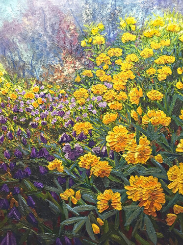 Golden Lights Rhododendron by Raquel Clarke, Painting for Sale on Select