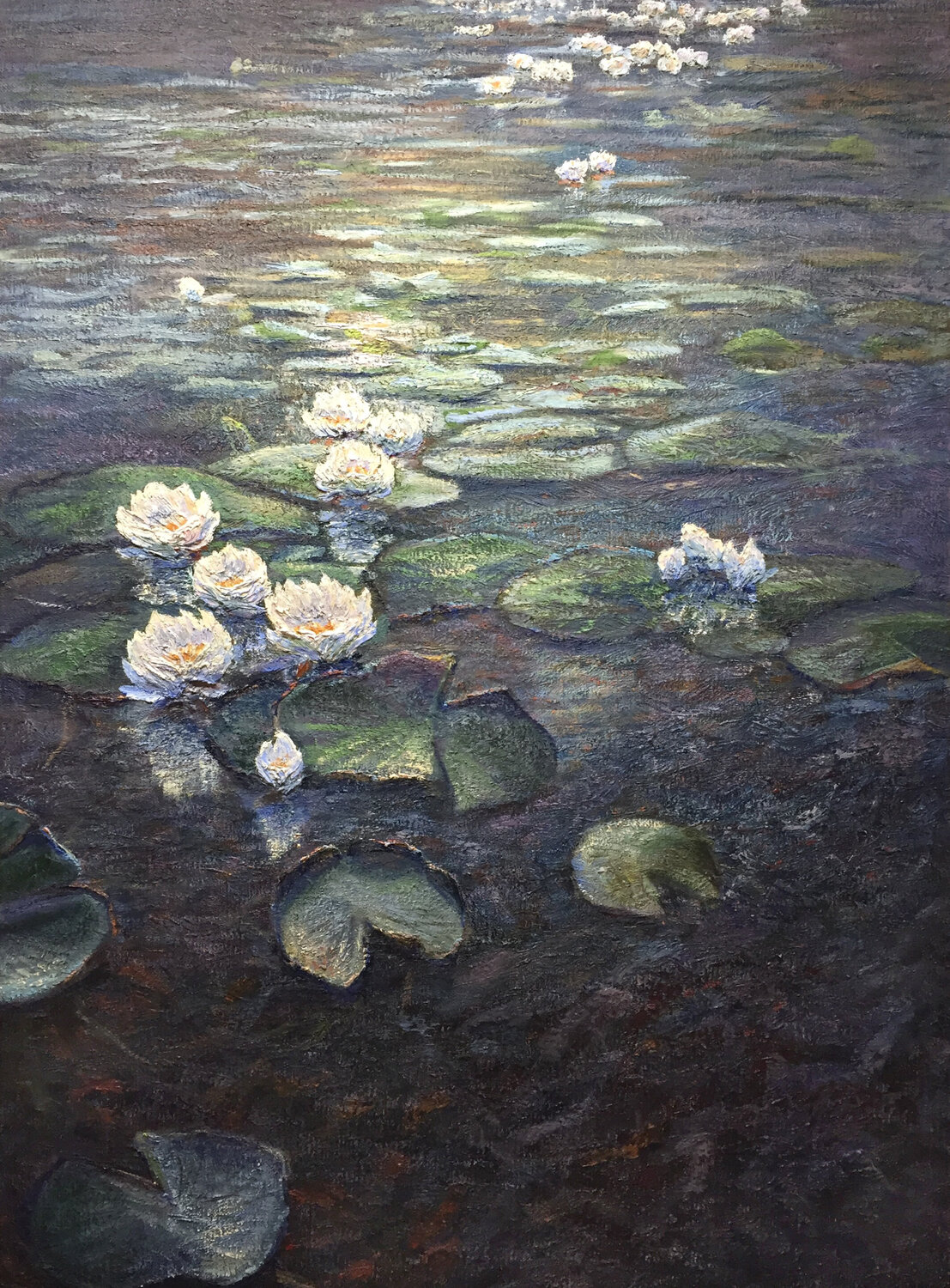 White Lotuses Raquel Clarke Original painting for sale