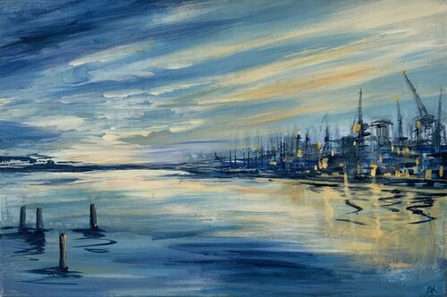 Hafenarbeit by Astrid Krömer, Painting for Sale on Select