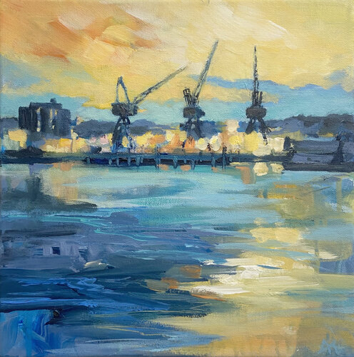 Drei Kräne by Astrid Krömer, Painting for Sale on Select