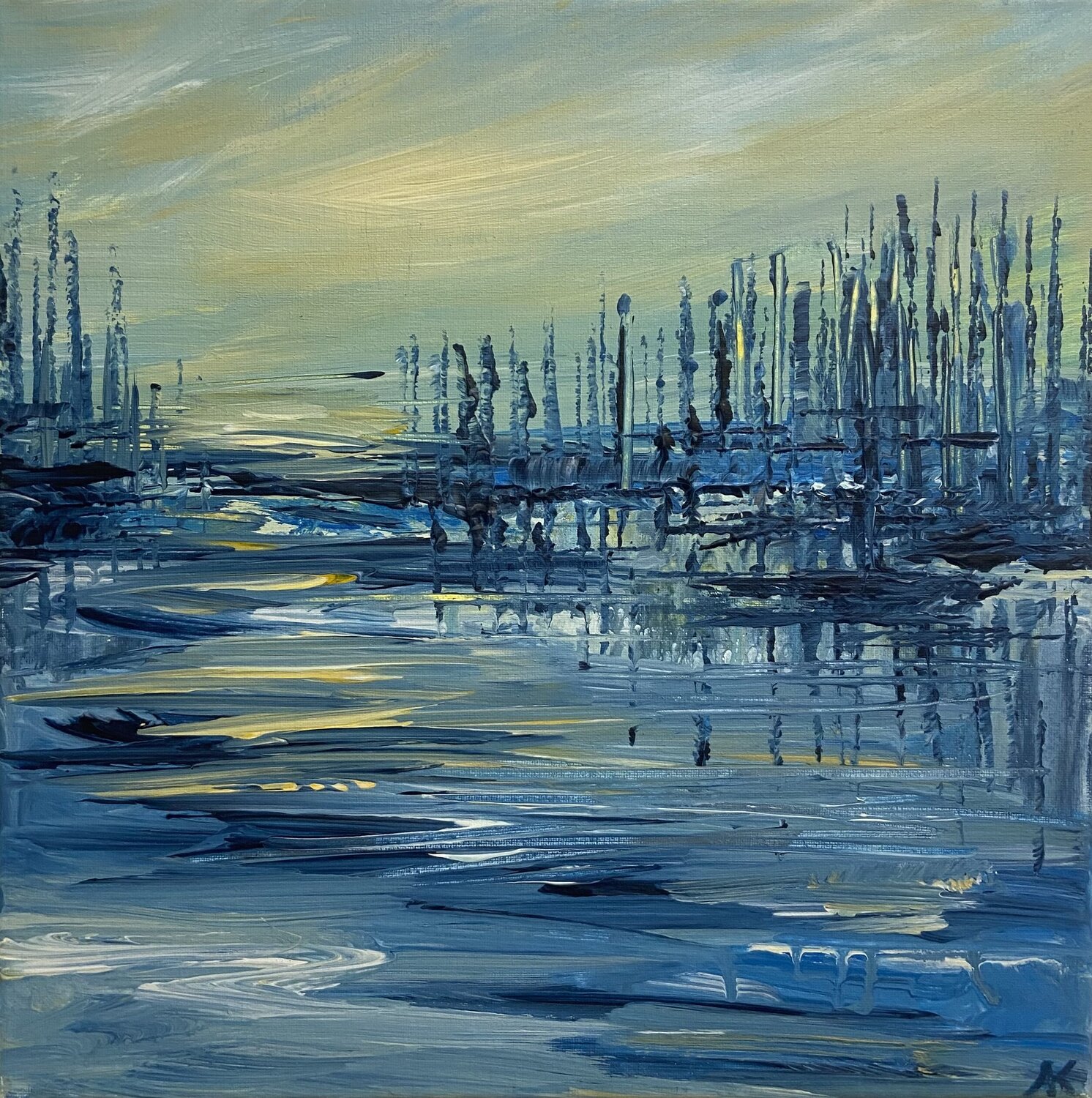Kleiner Segelhafen Astrid Krömer Original painting for sale