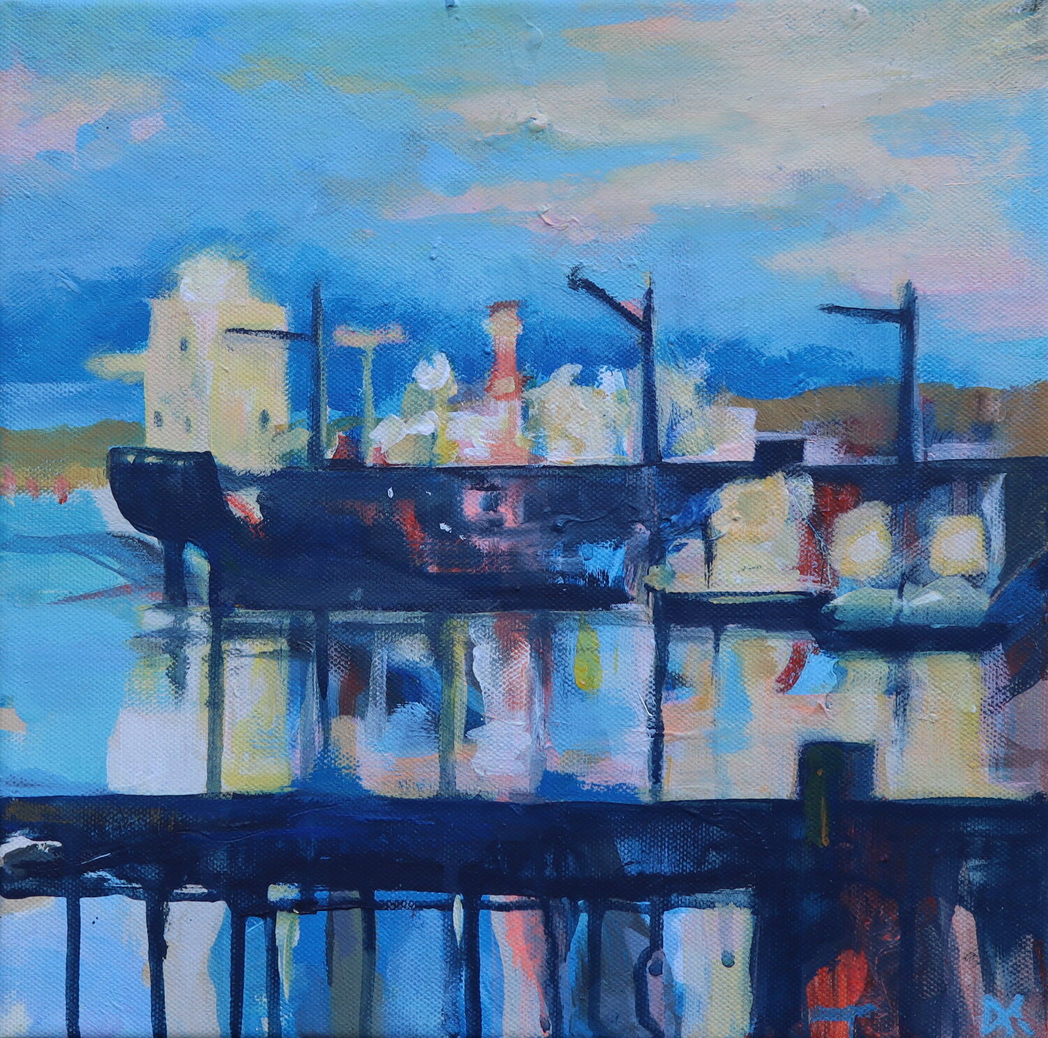 Auf der Werft Astrid Krömer Original painting for sale
