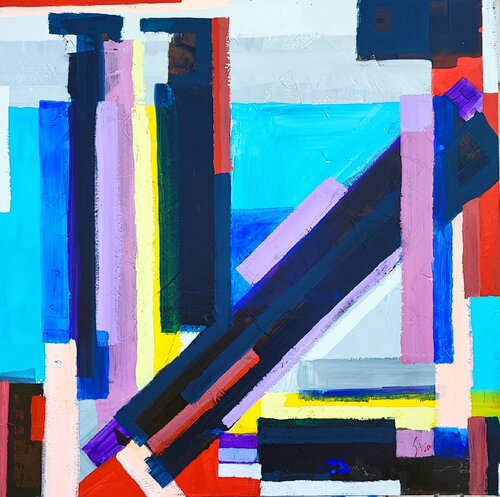 AP - 2504 APSTRAKTNI MOTIV - originalni autorski rad, akril na platnu 100x100 cm by Saso Petrosevski Novak, Painting for Sale on Select