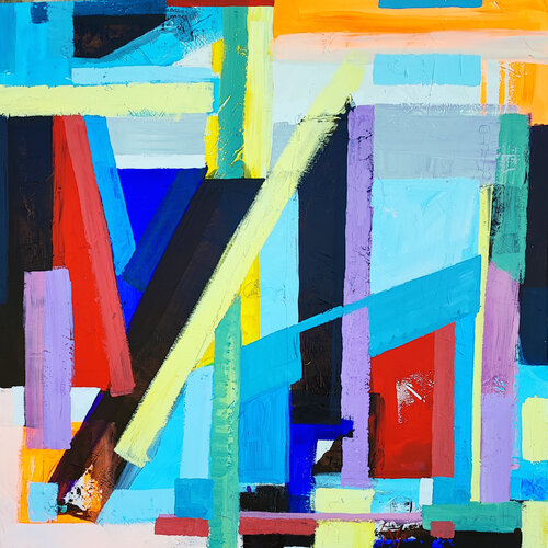 AP - 2505 APSTRAKTNI MOTIV - originalni autorski rad, akril na platnu 100x100 cm by Saso Petrosevski Novak, Painting for Sale on Select