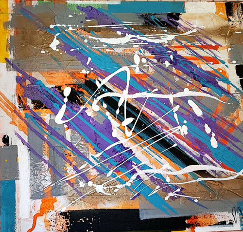AP - 2391 APSTRAKTNI MOTIV -originalni autorski rad, akril na platnu 90x100 cm by Saso Petrosevski Novak, Painting for Sale on Select