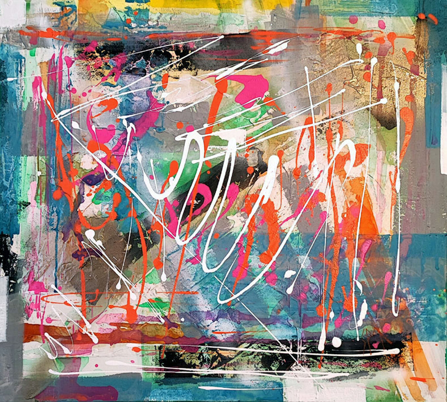 AP - 2392 APSTRAKTNI MOTIV -originalni autorski rad, akril na platnu 90x100cm Saso Petrosevski Novak Original painting for sale