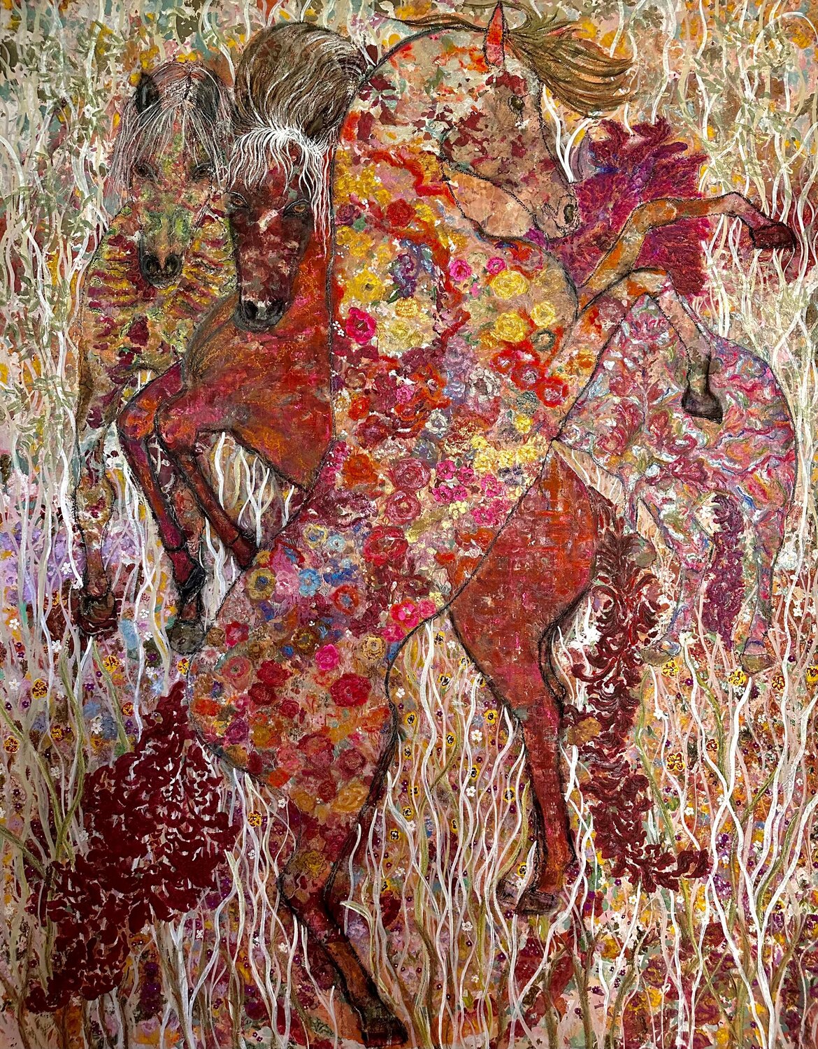 Horses in Dreamscapes Hend Al-Batesh Original painting for sale