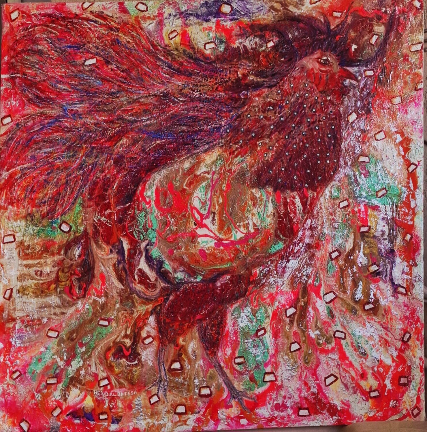 The Phoenix and the Immortal Soul Hend Al-Batesh Original painting for sale