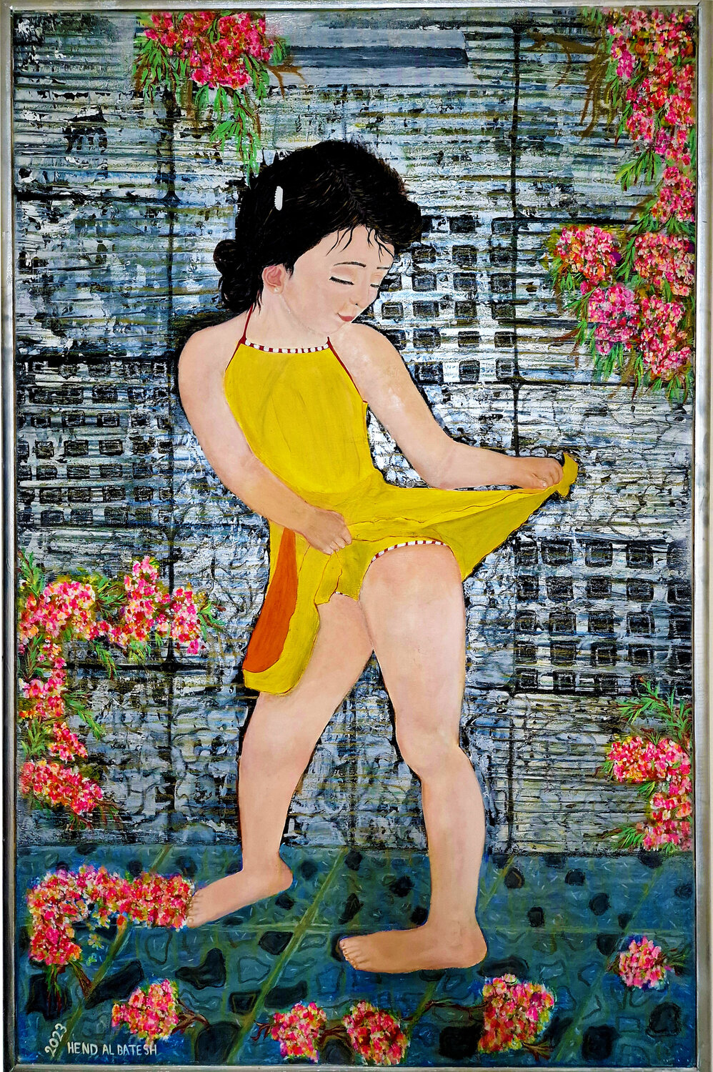 The pretty in yellow Hend Al-Batesh Original painting for sale
