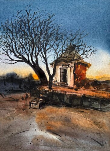 Timeless temple remains by Athaangart Studio, Painting for Sale on Select