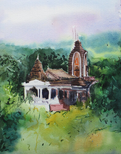Timeless temple remains by Athaangart Studio, Painting for Sale on Select