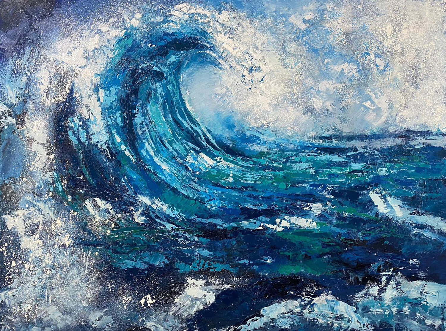 Beautiful wave Athaangart Studio Original painting for sale