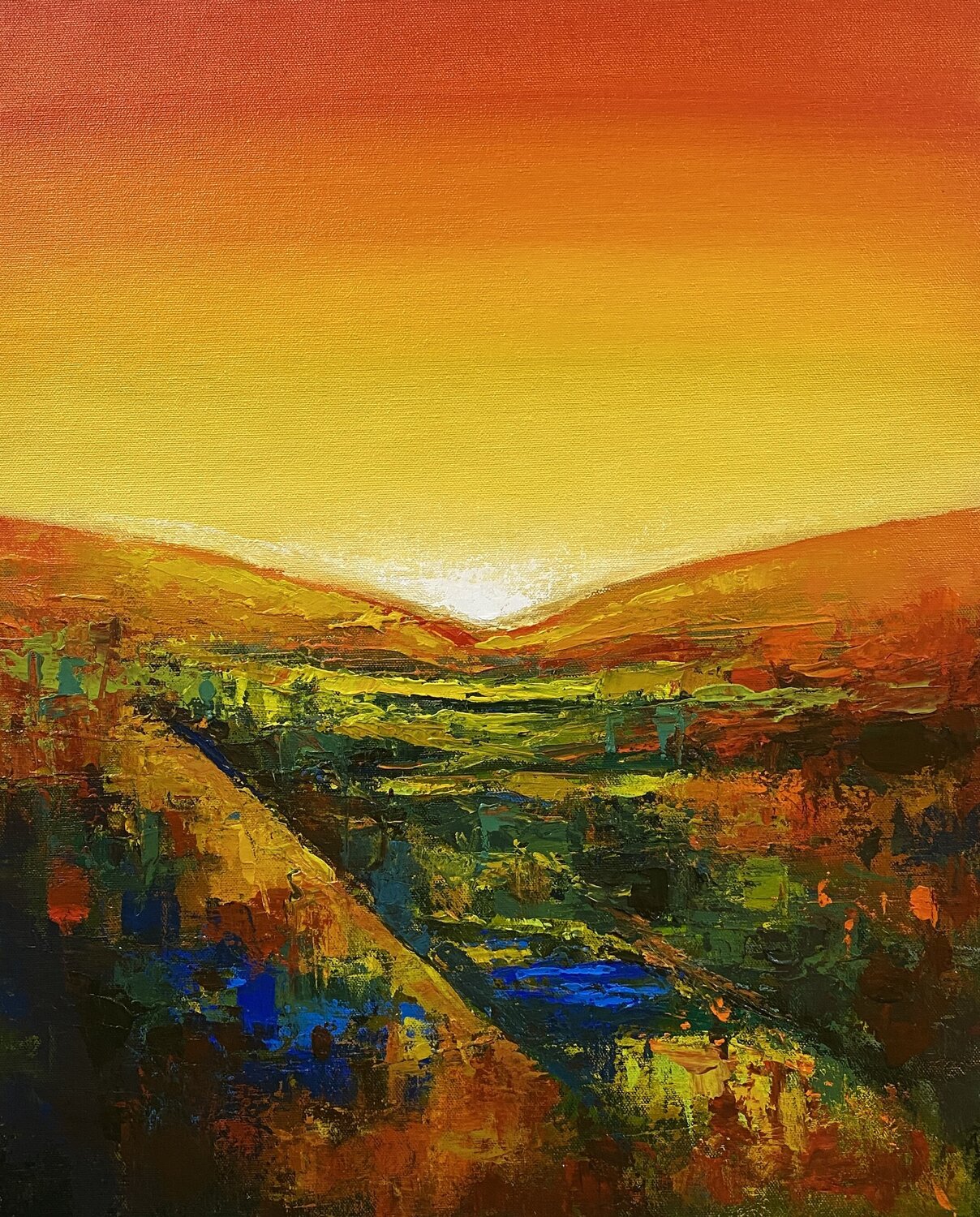 Sunrise Athaangart Studio Original painting for sale