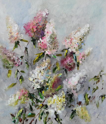 Hydrangea. Original oil painting on canvas von Olga Ponomarenko, Malerei kaufen auf Select
