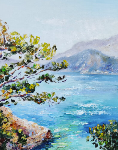 Seascape original oil painting on canvas von Olga Ponomarenko, Malerei kaufen auf Select