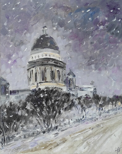 It's snowing. St. Isaac's Cathedral. Saint Petersburg von Olga Ponomarenko, Malerei kaufen auf Select