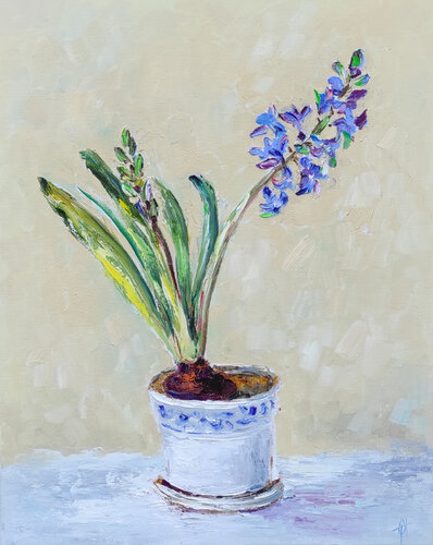 Hyacinth original oil impasto painting von Olga Ponomarenko, Malerei kaufen auf Select