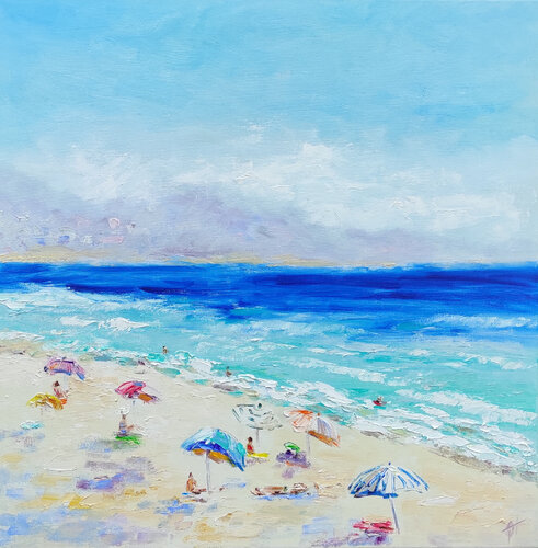 The Côte d’Azur. Original oil painting seascape by Olga Ponomarenko, Painting for Sale on Select