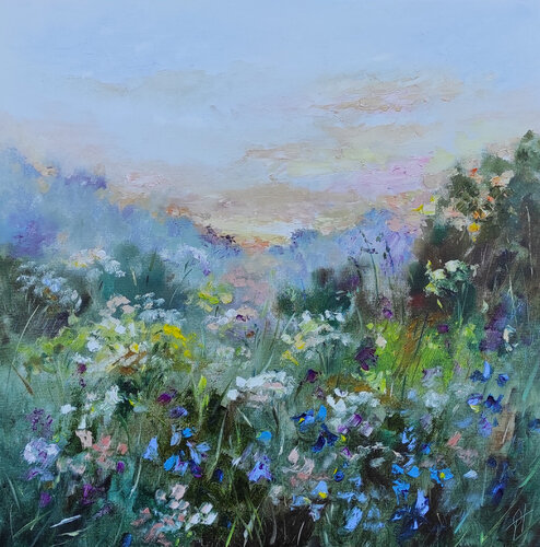 Wildflowers. A blooming meadow. Original oil painting von Olga Ponomarenko, Malerei kaufen auf Select