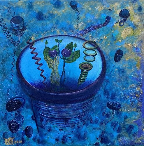 The adventure in the blueberry whole. by Kasia Turajczyk, Painting for Sale on Select