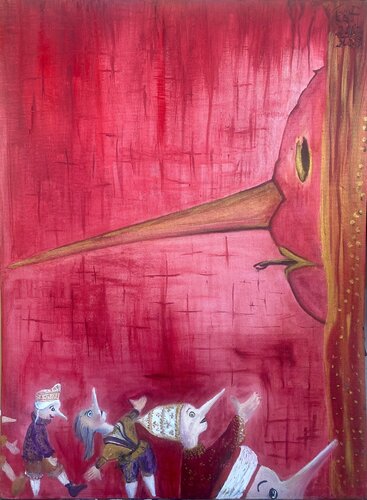 The Court of the Golden Calf: An Idiot-Savant Grotesque by Kasia Turajczyk, Painting for Sale on Select