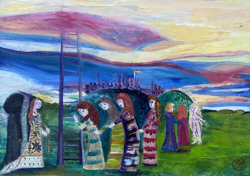 The Derision of Virtue (Scala Feminae) by Kasia Turajczyk, Painting for Sale on Select