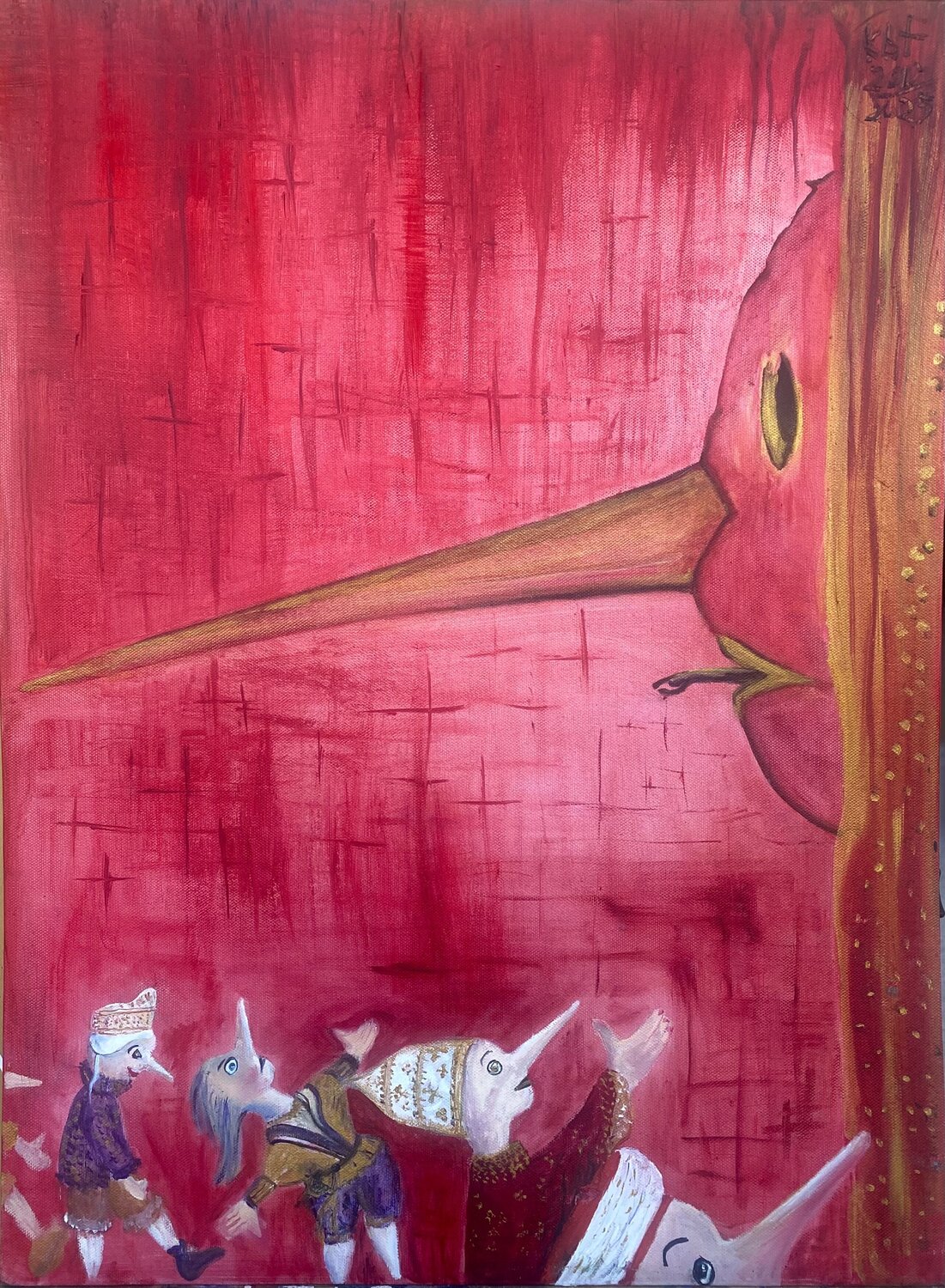 The Court of the Golden Calf: An Idiot-Savant Grotesque Kasia Turajczyk Original painting for sale